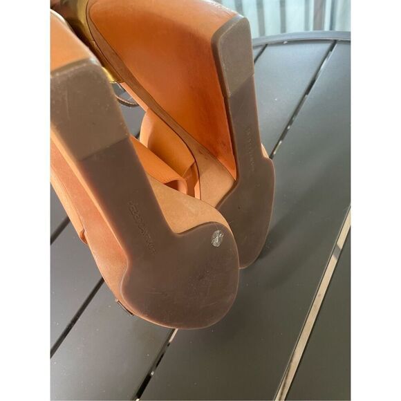 Rebecca Minkoff Stella Leather Wedge Shoes 8.5 Orange / Gold - Picture 9 of 15